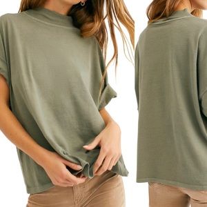 Free People fearless mock neck top in army green
